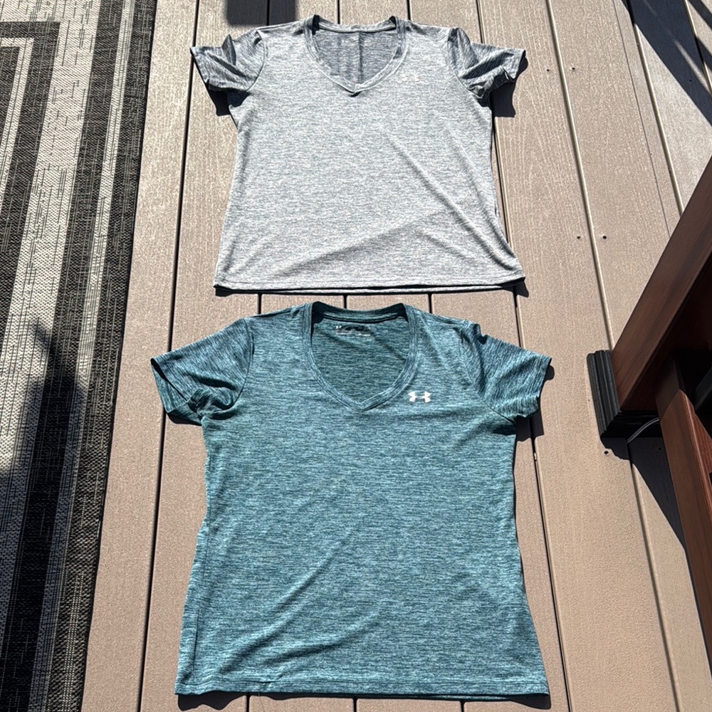 Under Armour Gray and Teal Short Sleeve Tee